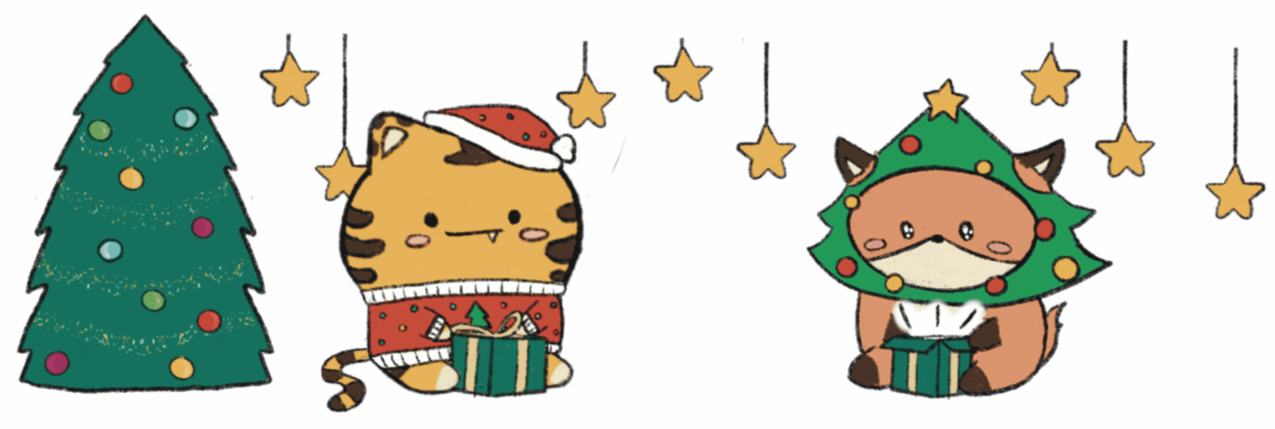 Tora et Kitsune ouvrent leurs cadeaux de noël